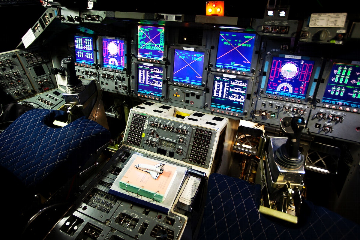 The flight deck of the Shuttle Avionics Integration Laboratory at the Johnson Space Center on Tuesday, July 12, 2011, in Houston. Original from NASA . Digitally enhanced by rawpixel.