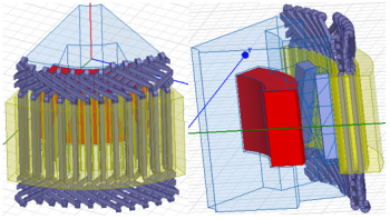 Design of section of claw-pole alternator in FEM software.